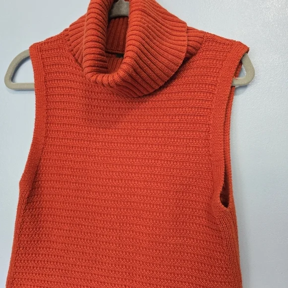 Banana Republic Textured Sleeveless Tutleneck XS Orange Red - Picture 4 of 7